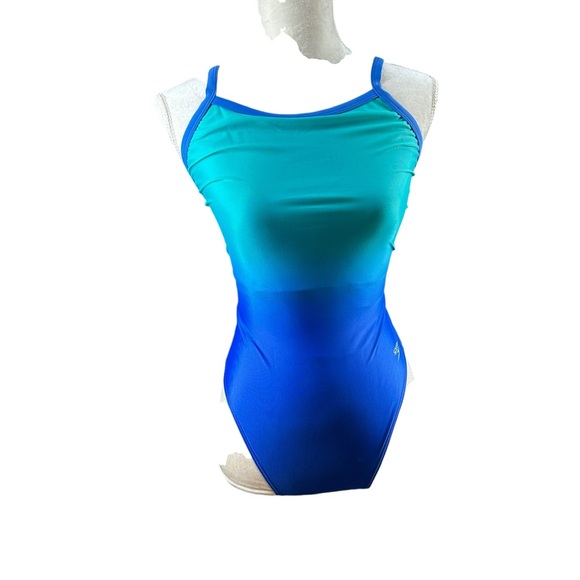 Speedo Women’x 12/38 Blue Ombre one Piece Swimsuit Swim Powerflex Eco Beach Pool - Picture 1 of 16